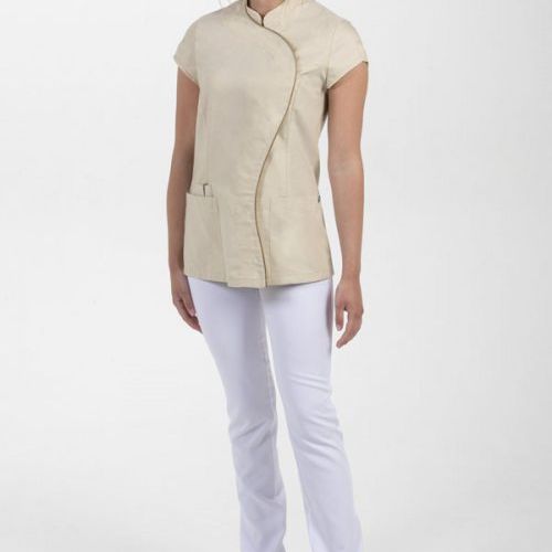 Casaca Beig Cuello Mao